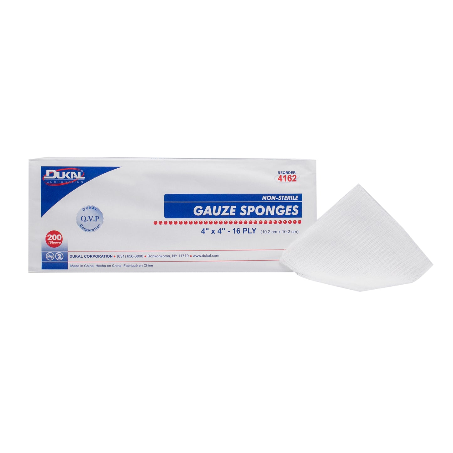 Non-Sterile, Gauze Sponge, 4" x 4", 16-ply