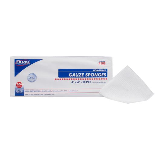Non-Sterile, Gauze Sponge, 4" x 4", 16-ply