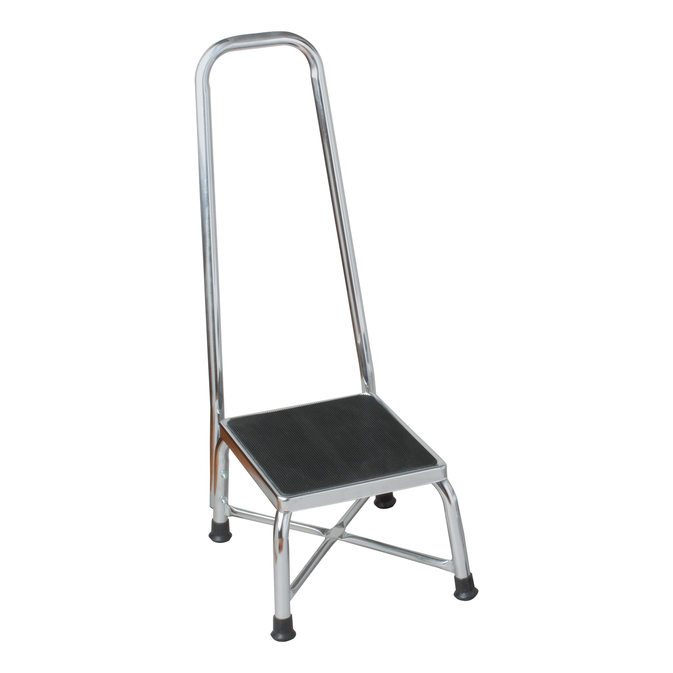 Bariatric Foot Stool w/ handrail, Chrome – GoBioMed