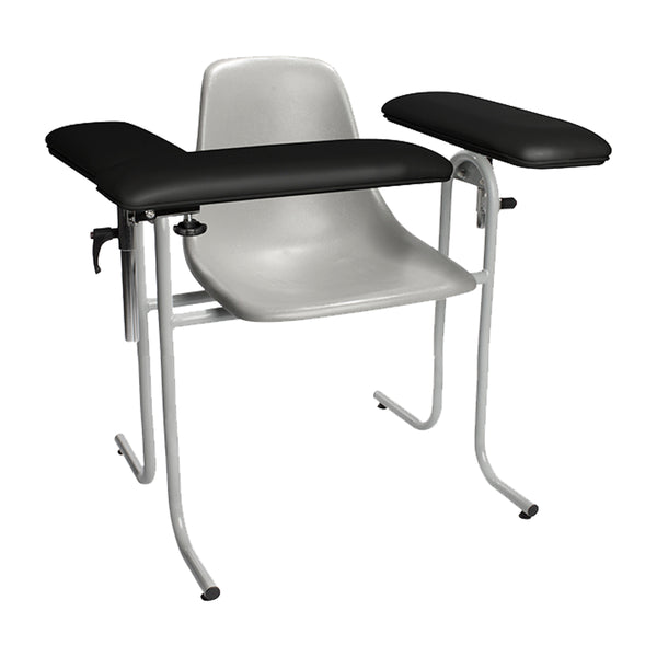 Tech-Med - Blood Draw Chair Plastic Seat, Upholstered Flip Arm, Black