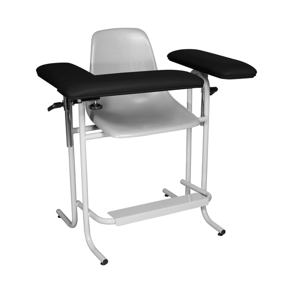 Tech-Med - Blood Draw Chair Plastic Seat, Tall, Upholstered Flip Arm, Black