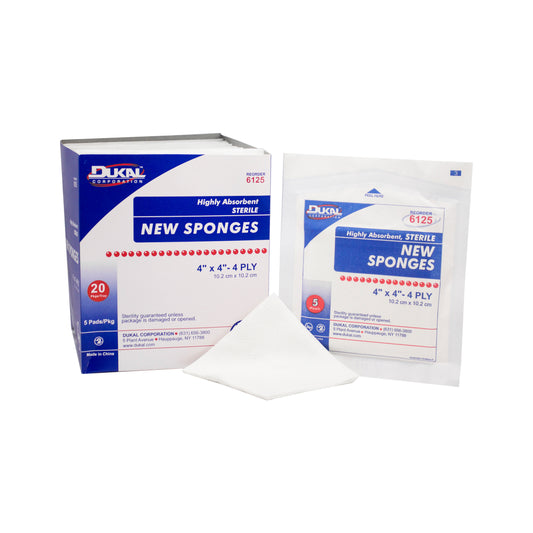 Sterile, New Sponge, 4" x 4", 4-ply