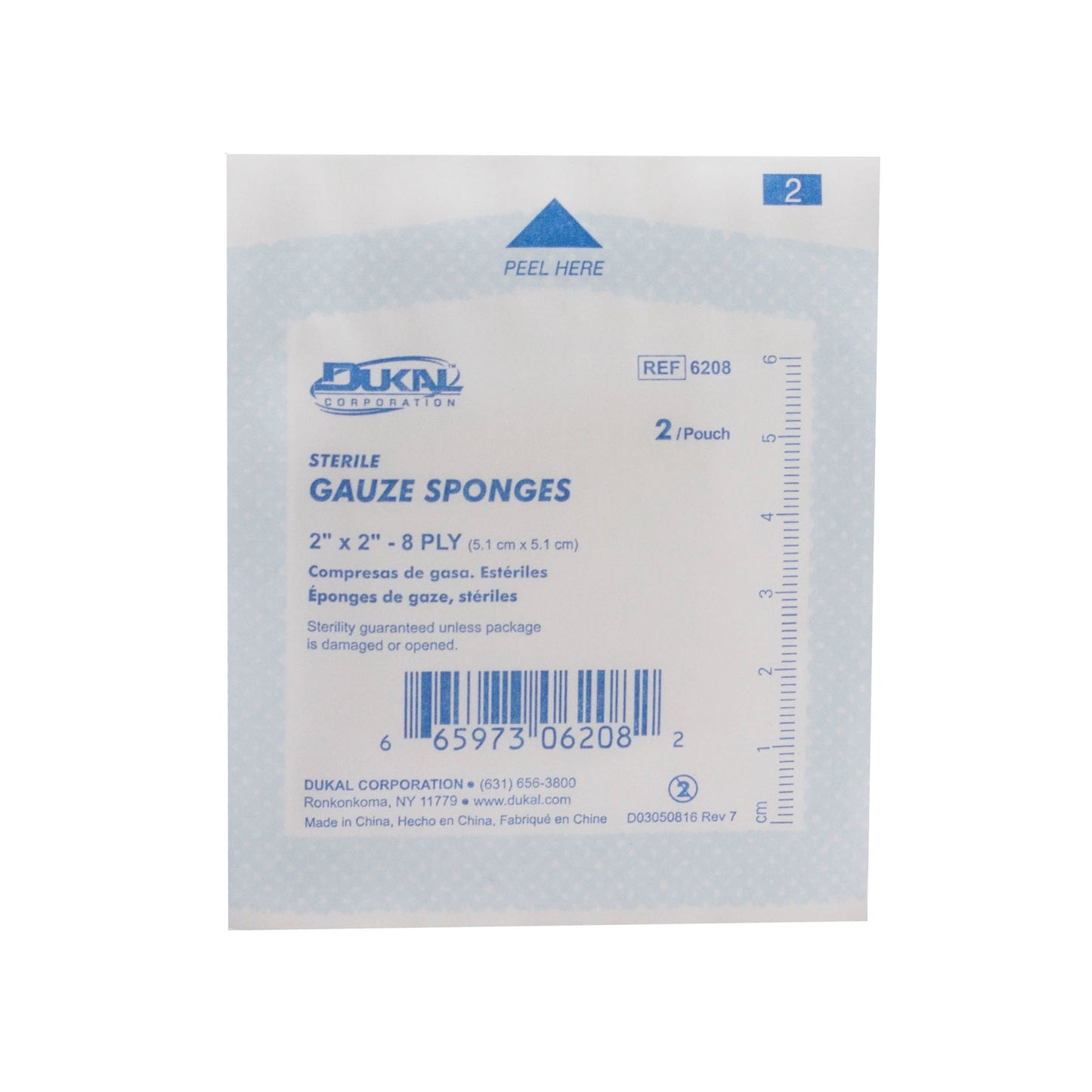 Sterile, Gauze Sponge, 2" x 2", 8-ply