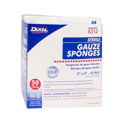 Sterile, Gauze Sponge, 3" x 3", 12-ply