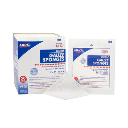 Sterile, Gauze Sponge, 3" x 3", 12-ply