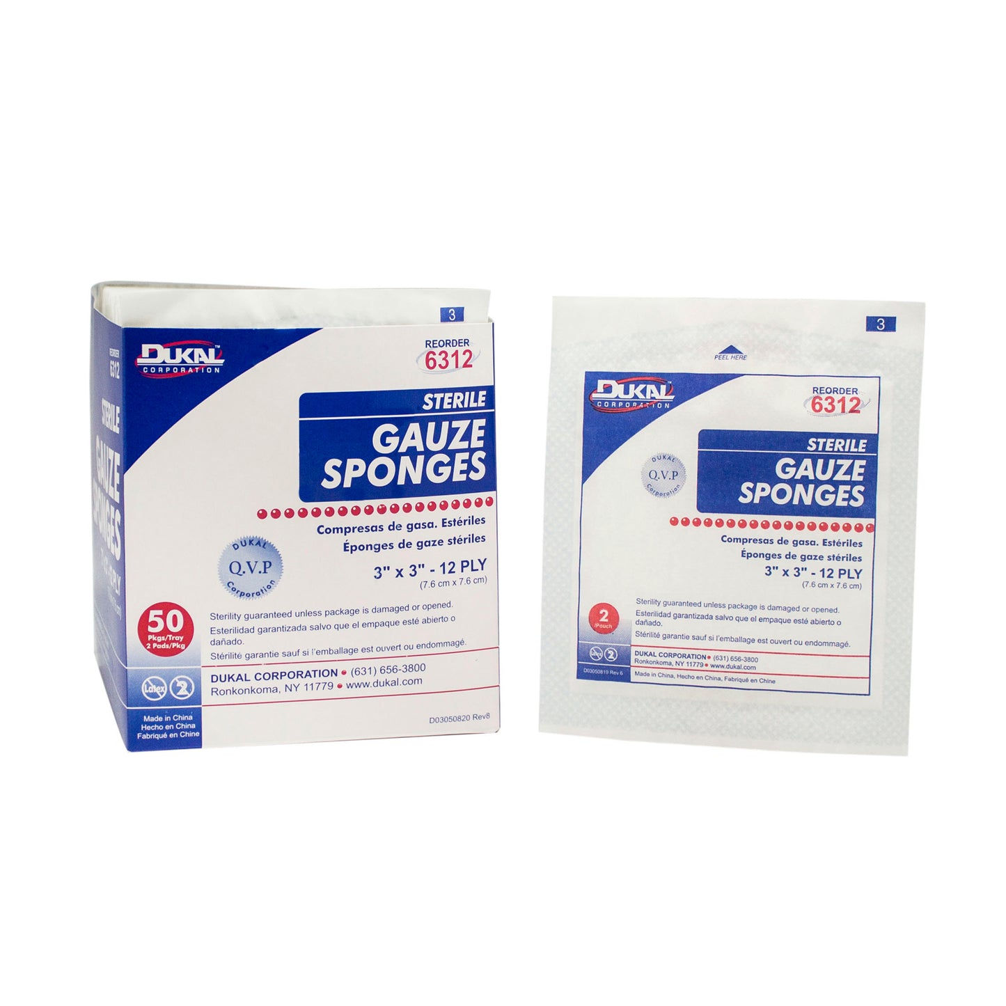 Sterile, Gauze Sponge, 3" x 3", 12-ply