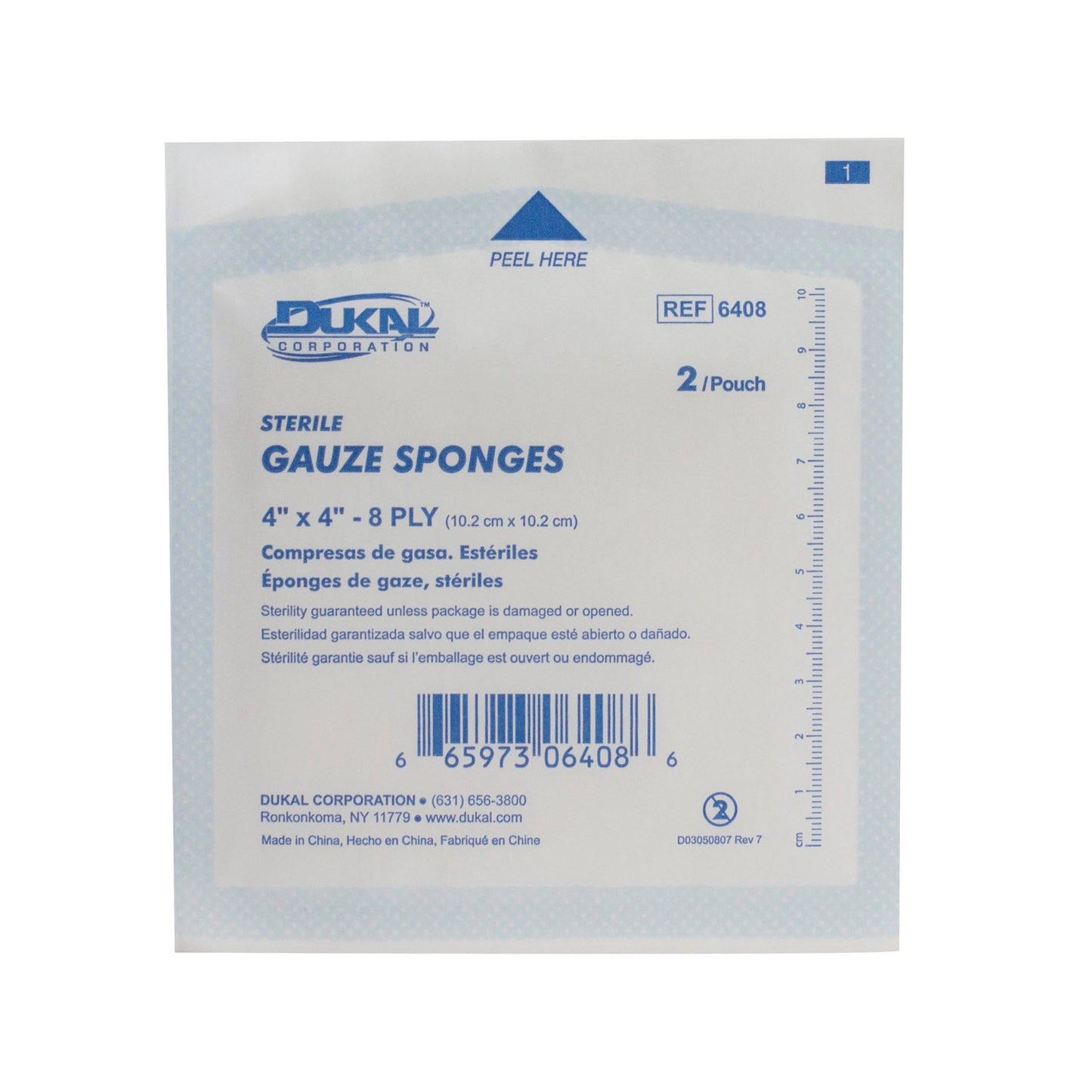 Sterile, Gauze Sponge, 4" x 4", 8-ply