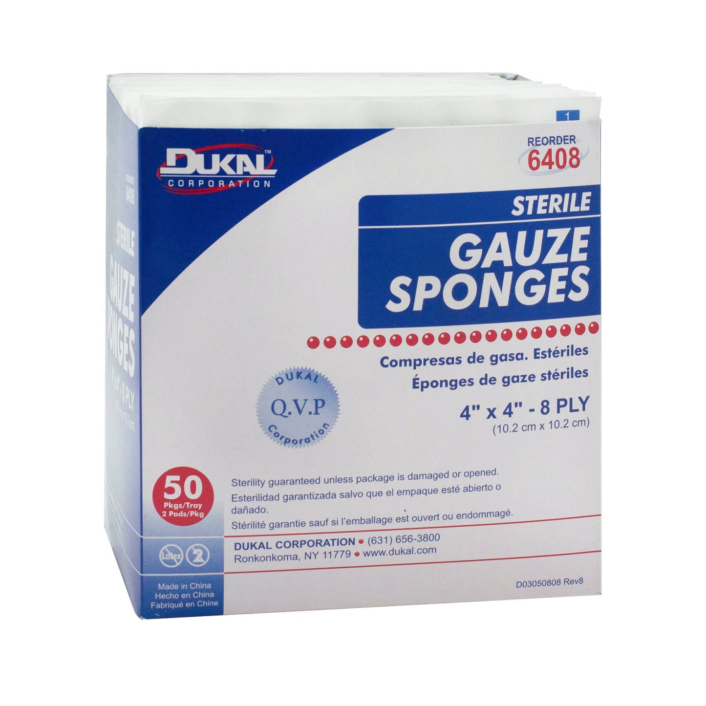Sterile, Gauze Sponge, 4" x 4", 8-ply