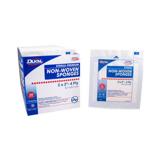 Dukal - Premium Non-Woven Sponges 2" x 2" 4-Ply, Sterile