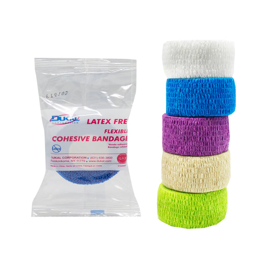 Dukal - Latex-Free Cohesive Bandages, Assorted Colors, 1",