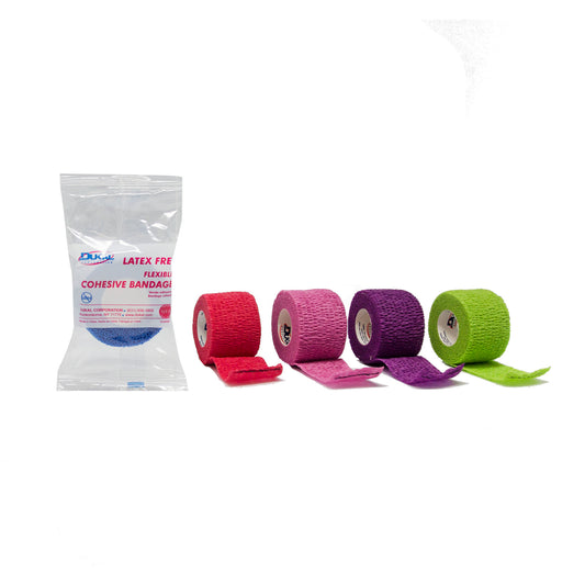 Dukal - Latex-Free Cohesive Bandages, Assorted Colors, 1.5"