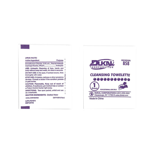 Dukal - Cleansing Towelette, 5" x 8", BULK, 3/strip