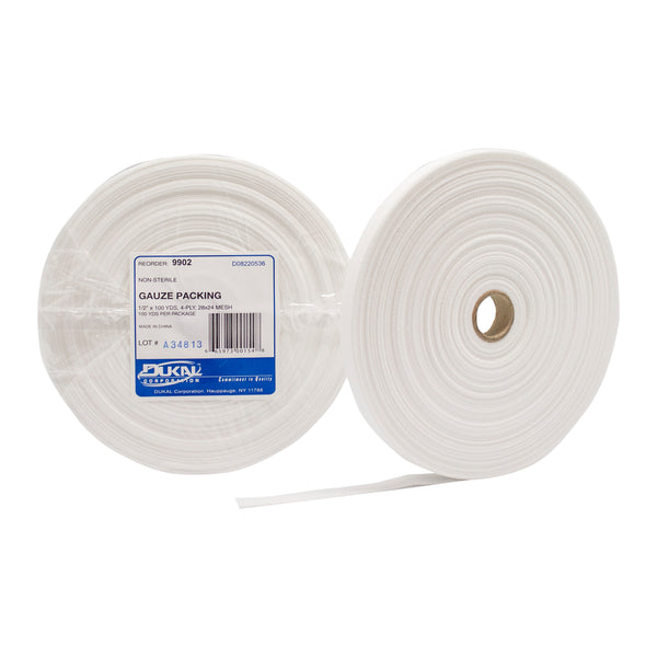 Non-Sterile, Gauze Packing, 1/2" x 100 yds, 4-ply