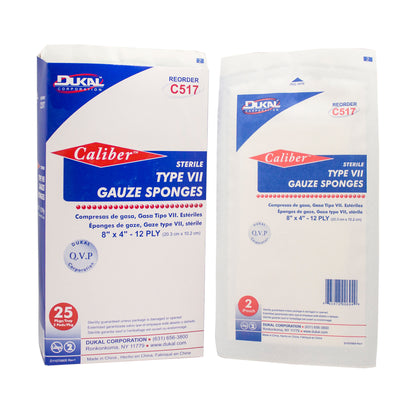 Type VII Gauze, Sterile, 8" x 4", 12-ply