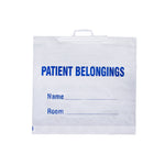 Patient Belonging Bag , clear w/ blue print, drawstring, 20" x 20" (4+), 1.4 mil.