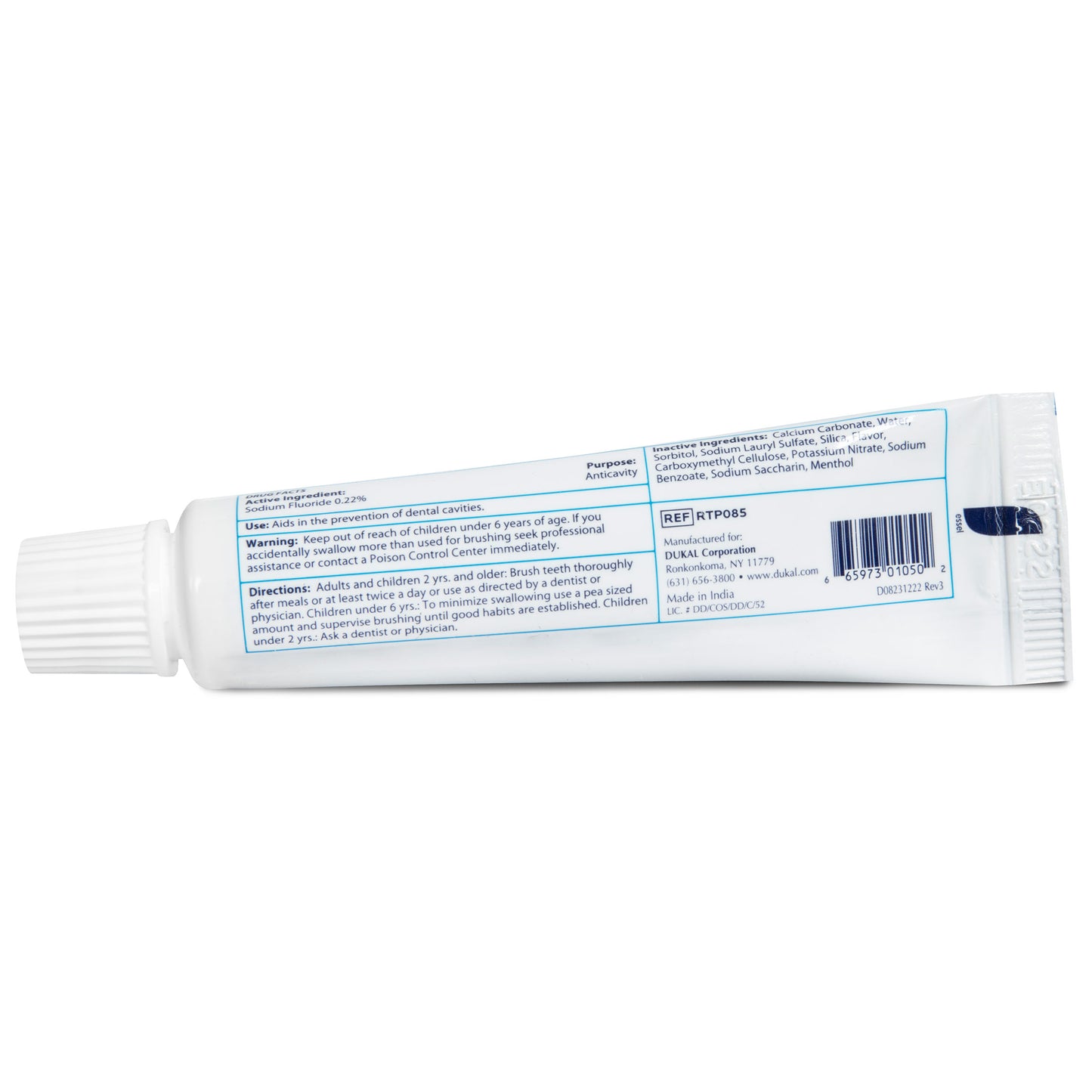 DawnMist® Toothpaste, Fluoride, 0.85 oz. laminated tube