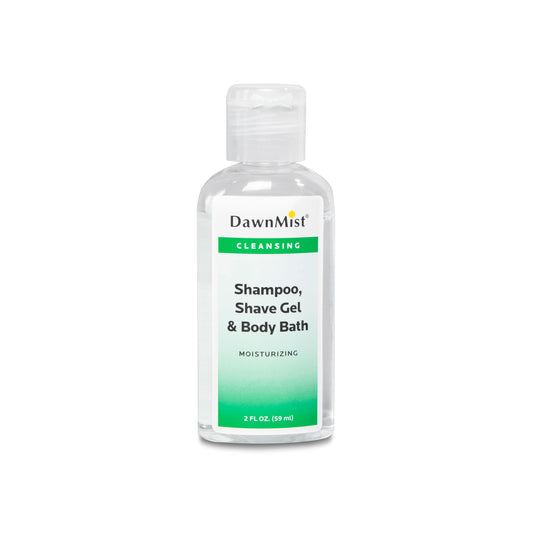 DawnMist® Shampoo/Shave Gel/Body Wash, 2 oz. clear bottle w/ dispensing cap