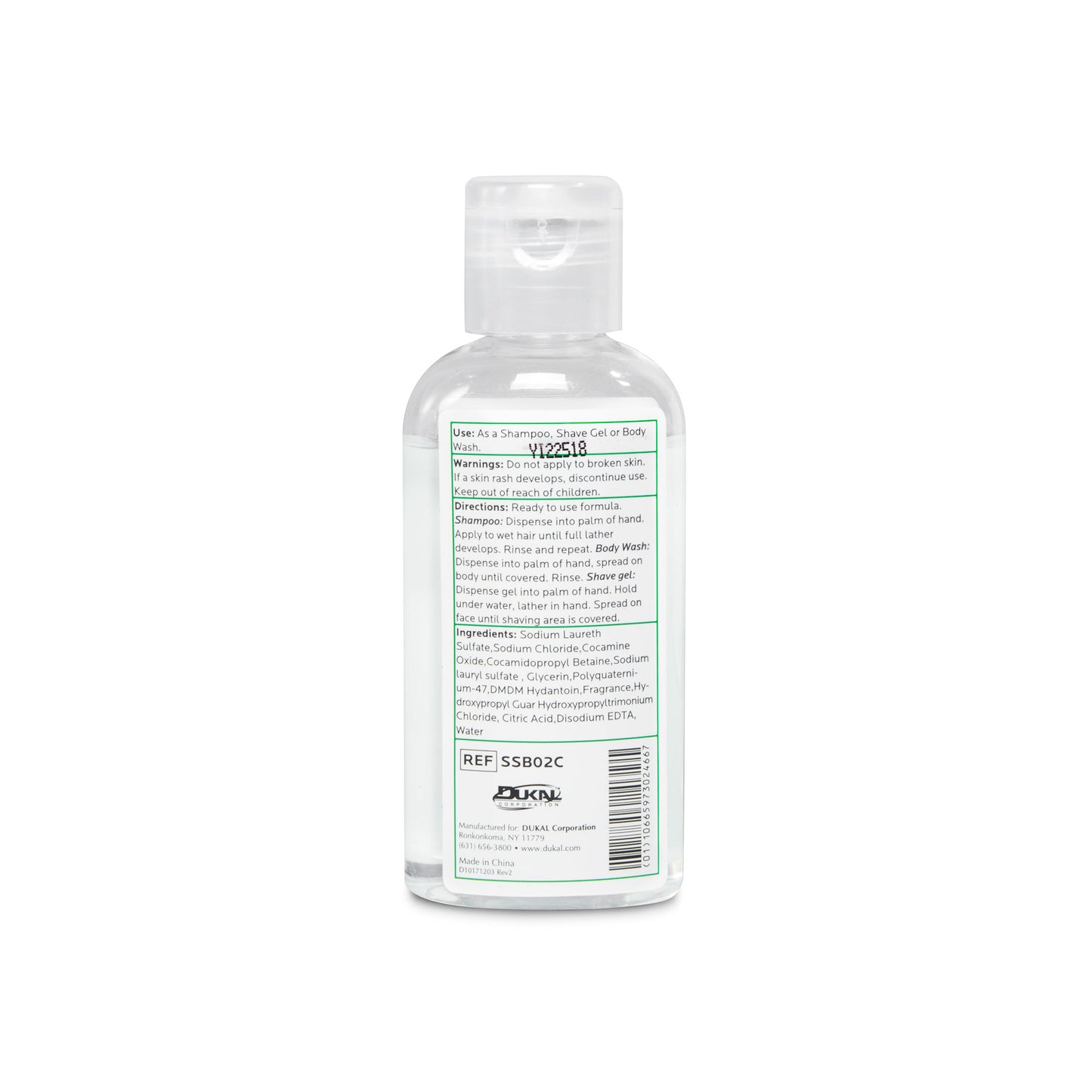 DawnMist® Shampoo/Shave Gel/Body Wash, 2 oz. clear bottle w/ dispensing cap