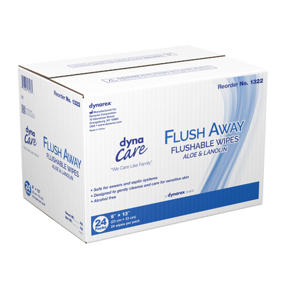 Dynarex - Flushable Wipes (Adult) Flow Pack, 9" x 13"