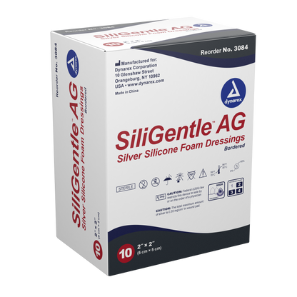 SiliGentle AG Silver Silicone Bordered Foam Dressing