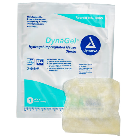 DynaGel Hydrogel Impregnated Gauze Dressing - 4"x4"
