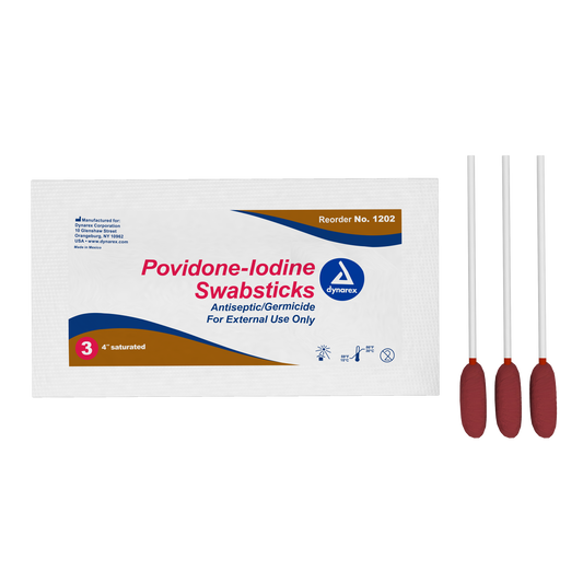 Dynarex - Povidone-Iodine Swabsticks, 3 swabsticks per packet
