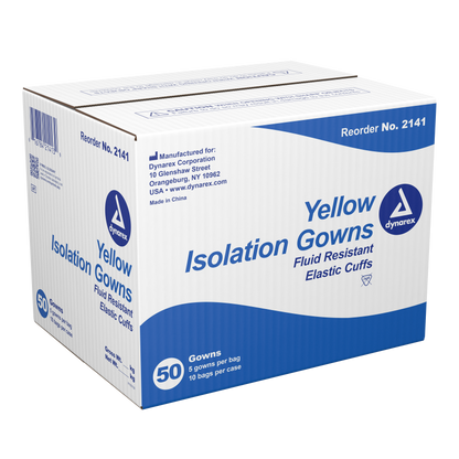 Dynarex - Isolation Gown Fluid Resistant Universal, Yellow