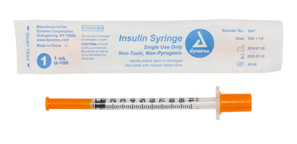 Dynarex - Insulin Syringe N/S - Individual Wrapped - 1cc