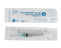 SecureSafe Syringe with Safety Needle  - 10cc - 21G, 1.5" needle