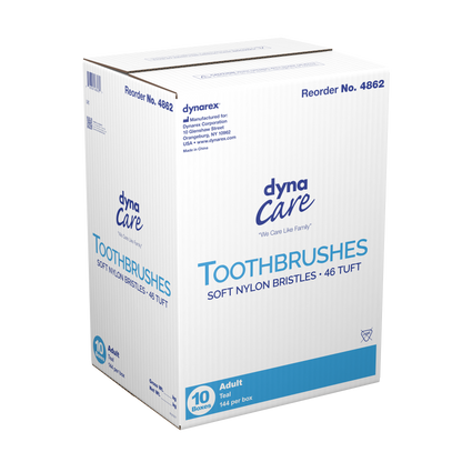 Dynarex - Toothbrushes, Soft Nylon Bristles - 46 Tuft Teal