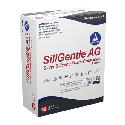 SiliGentle AG Silver Silicone Bordered Foam Dressing
