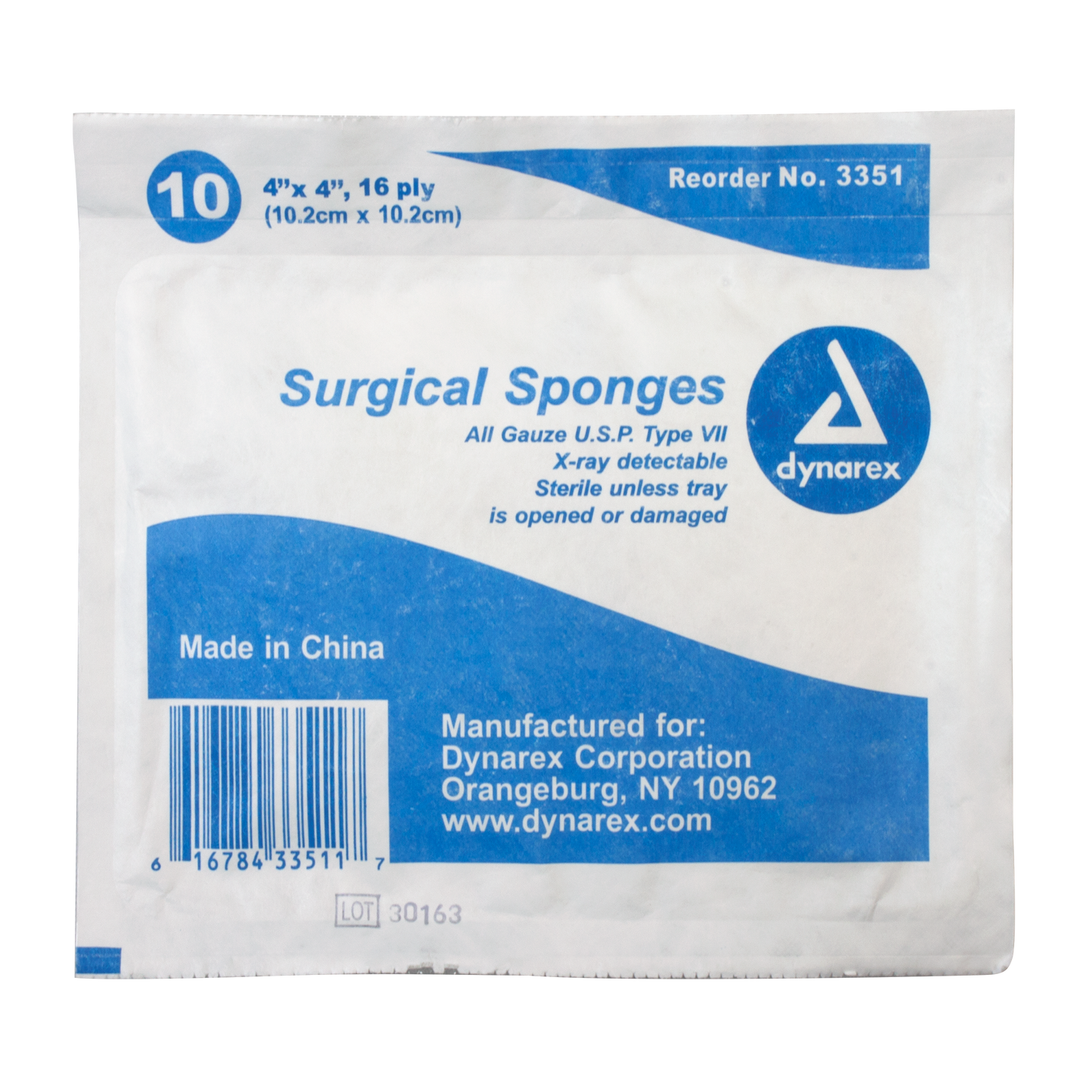 Dynarex - X-Ray Detectable Surgical Gauze Sponge Sterile 4" x 4"