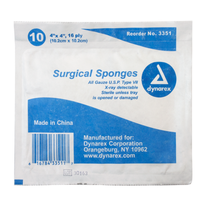 Dynarex - X-Ray Detectable Surgical Gauze Sponge Sterile 4" x 4"