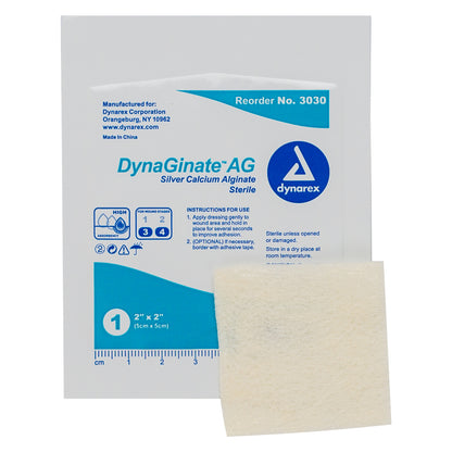 DynaGinate AG Silver Calcium Alginate Dressing - 2"x2"