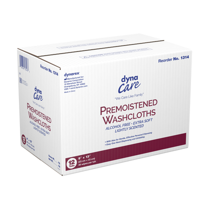 Dynarex - Premoistened Adult Washcloths, 9" x 13" - Tub