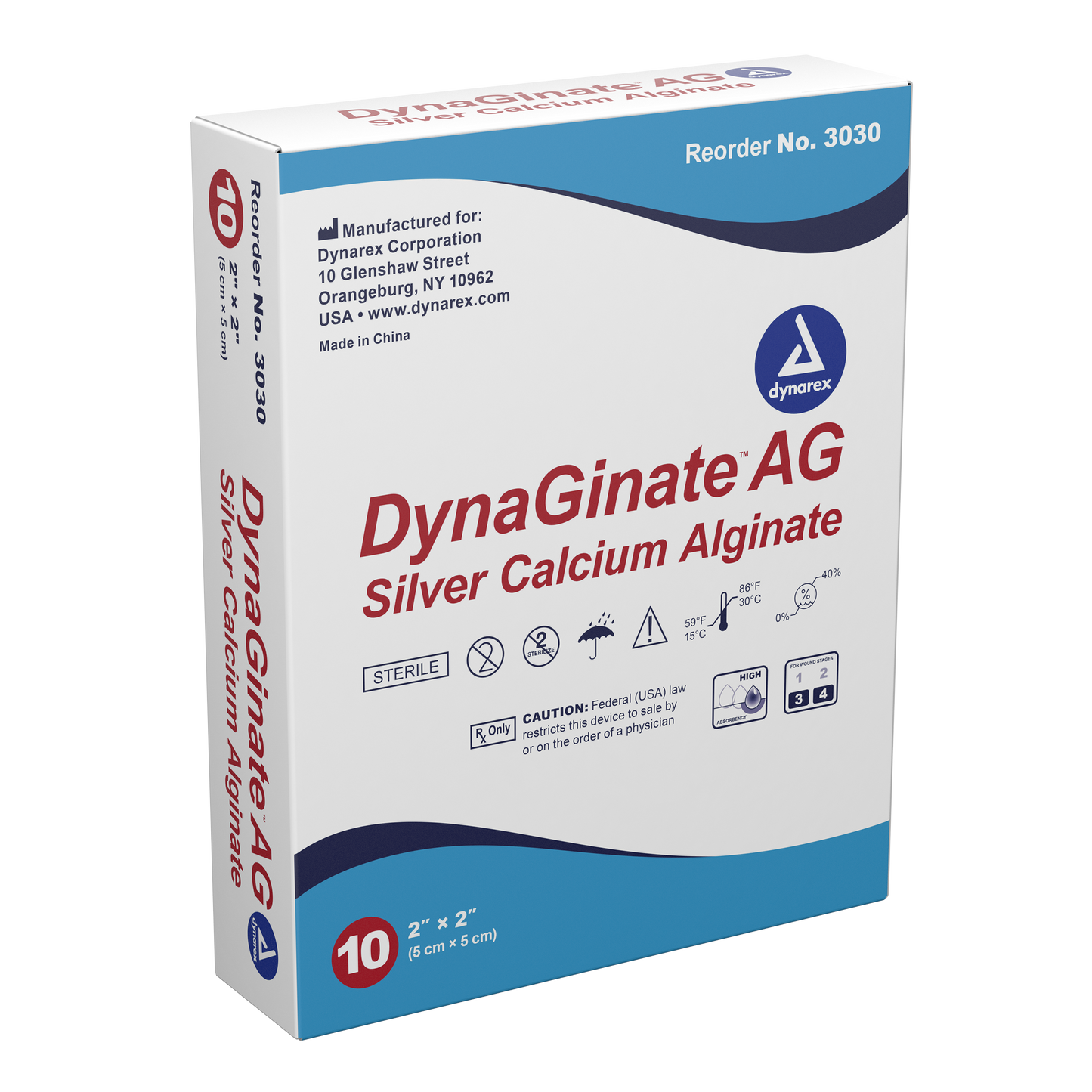 DynaGinate AG Silver Calcium Alginate Dressing - 2"x2"