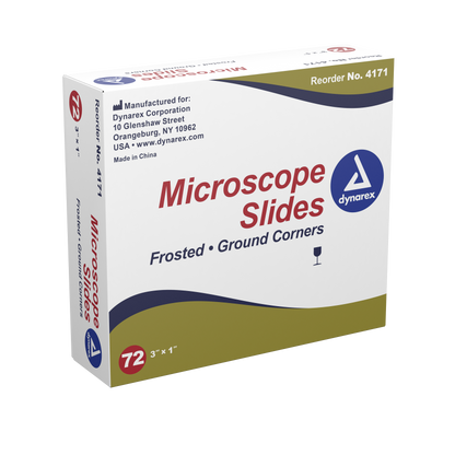 Dynarex - Microscope Slides, Corner Grounded, 3" x 1" x 1mm