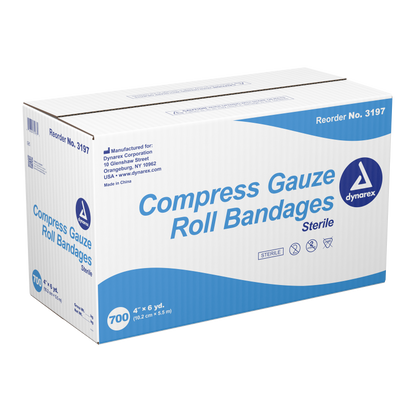 Dynarex - Compress Gauze Roll Bandage, 4" x 6 yds, Case of 700