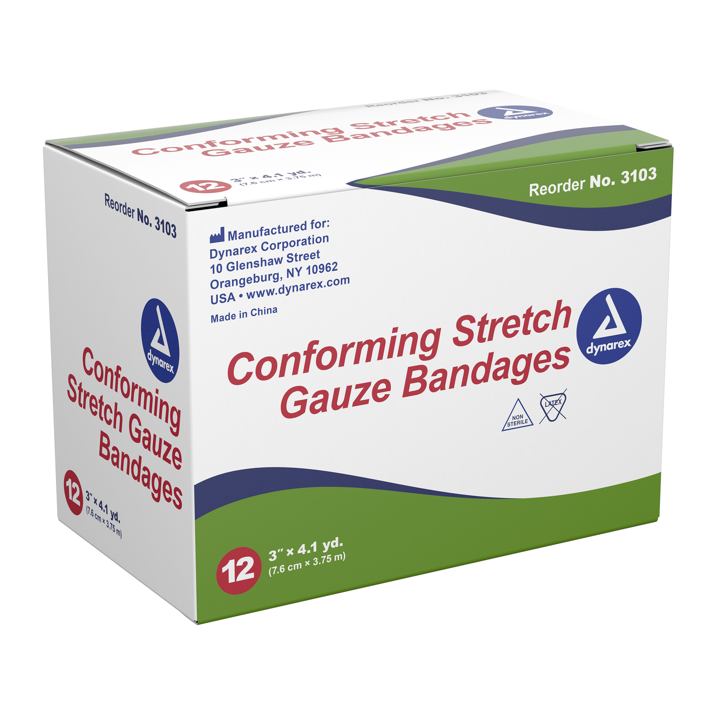 Dynarex - Stretch Gauze Bandage Roll - 3", Non-sterile