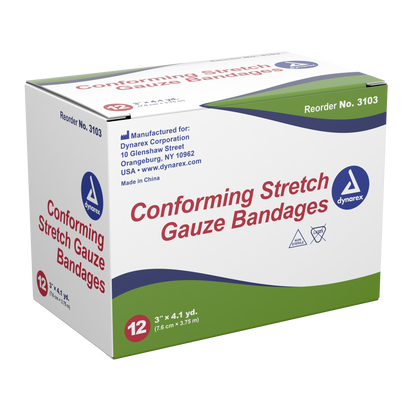 Dynarex - Stretch Gauze Bandage Roll - 3", Non-sterile