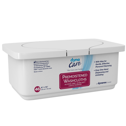 Dynarex - Premoistened Adult Washcloths, 9" x 13" - Tub