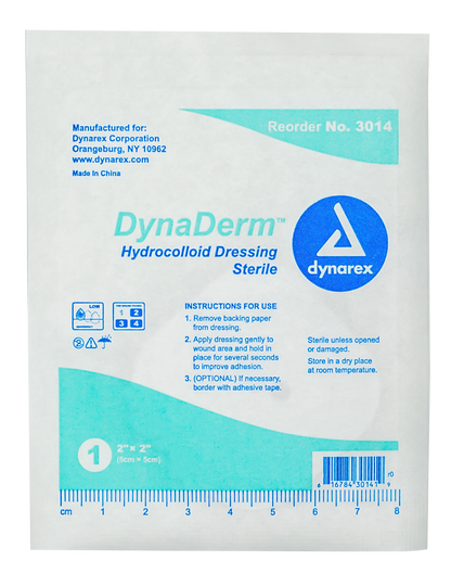 DynaDerm Hydrocolloid Dressing - Thin - 2"x2"