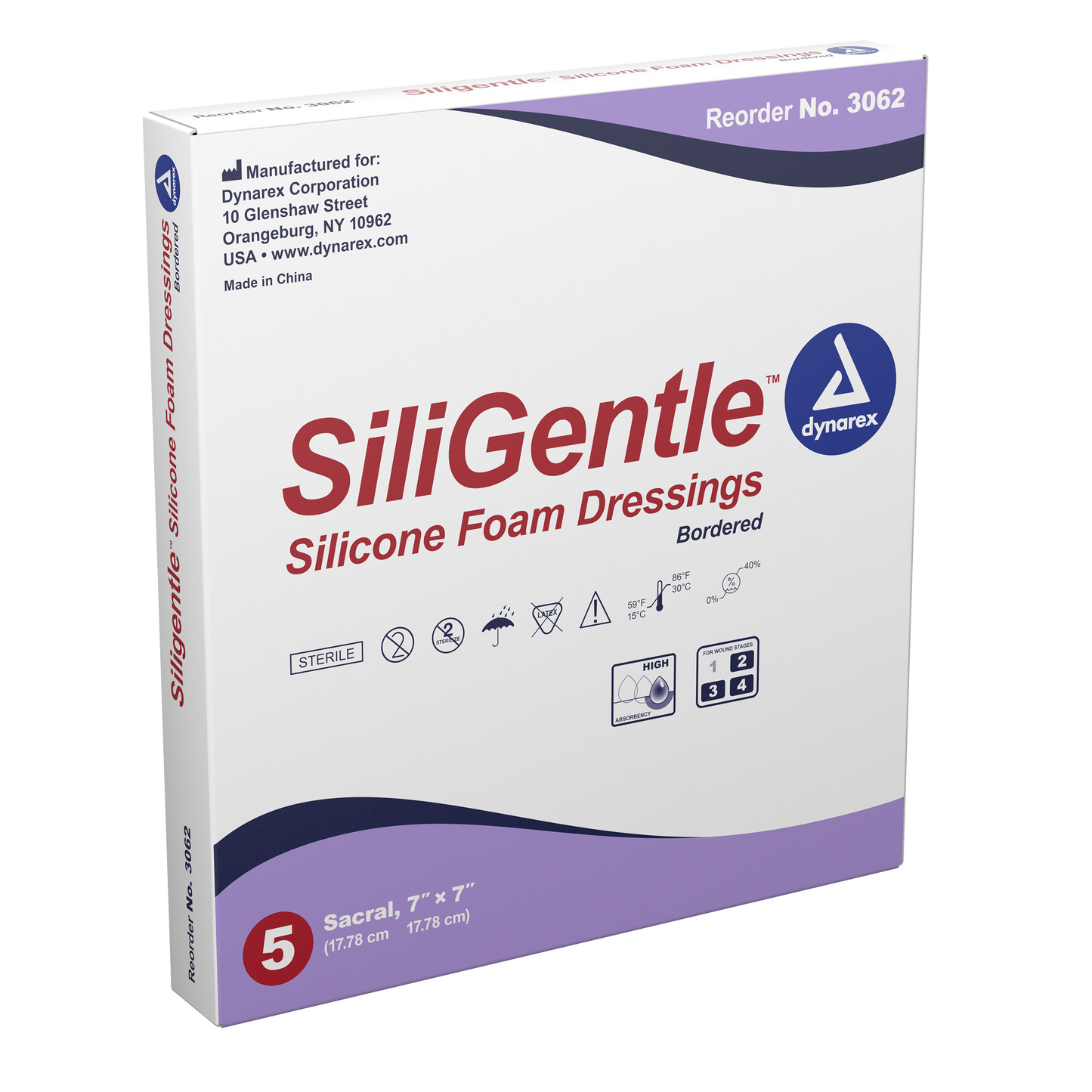 SiliGentle Silicone Bordered Foam Dressings - Sacral - 7"x7"