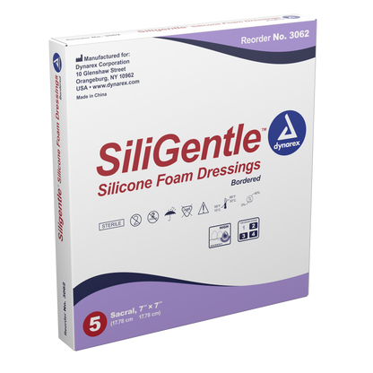SiliGentle Silicone Bordered Foam Dressings - Sacral - 7"x7"