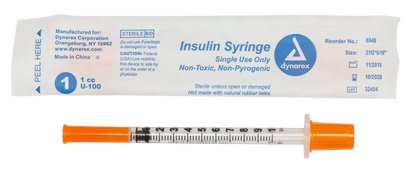 Dynarex - Insulin Syringe N/S - Individual Wrapped - 1cc