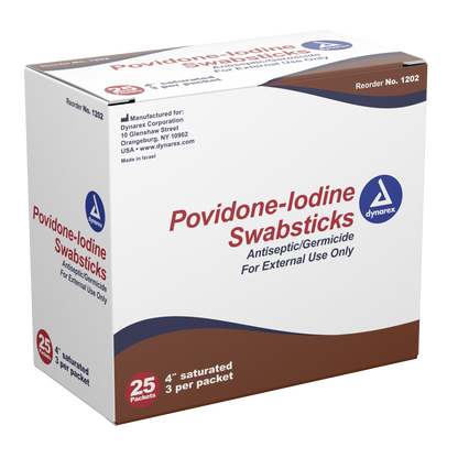 Dynarex - Povidone-Iodine Swabsticks, 3 swabsticks per packet
