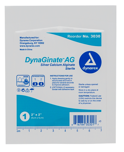 DynaGinate AG Silver Calcium Alginate Dressing - 2"x2"