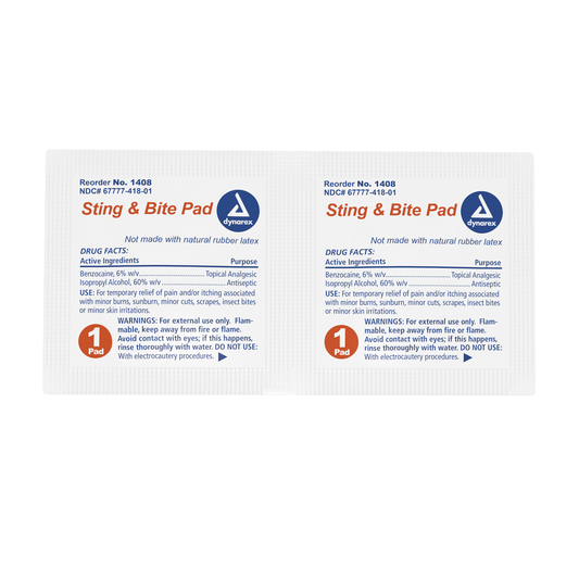 Dynarex - Sting & Bite Pad, Bulk Pack, 3000/case
