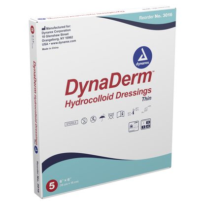 DynaDerm Hydrocolloid Dressing - Thin - 6"x6"