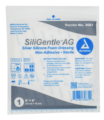 SiliGentle AG Silver Silicone Foam Dressing
